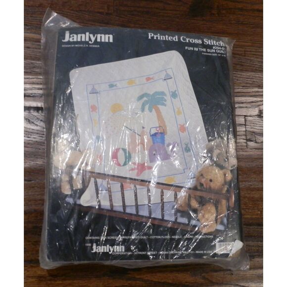 Vintage Janlynn Fun in the Sun #294-01 Printed Cross Stitch Quilt Kit New - Picture 2 of 4